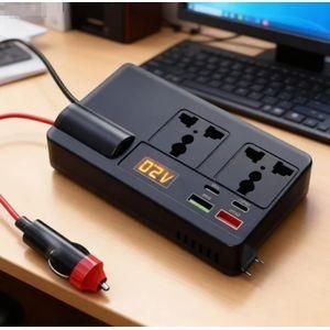 200W Car Power Inverter DC 12V to 110V AC Cigarette Lighter Adapter Plug with Multiple USB/Laptop car Charger with Voltage Display