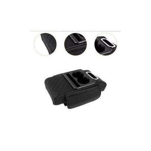 Arm Rest Cover for Car, Microfiber Leather Car Center Console Cover with 2 Storage Bags, 2 Cup Holders and a Tissue Box, Universal Car Console Covers Accessories