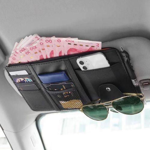 Multifunctional car Sun visor organizer storage bag phone Holder, glasses case, documents holder, pen holder