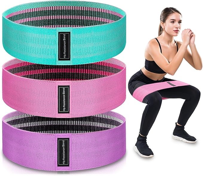 3pcs set Fabric Resistance Bands for Working Out - Exercise Bands for Women and Men, Booty Bands for Legs and Glute, Yoga, Pilates, Rehab, Fitness and Home Workout