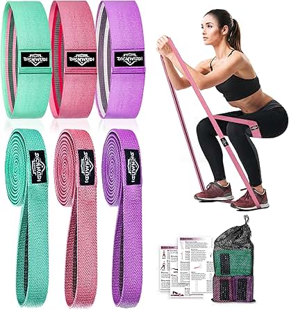 3pcs set Fabric Resistance Bands for Working Out - Exercise Bands for Women and Men, Booty Bands for Legs and Glute, Yoga, Pilates, Rehab, Fitness and Home Workout