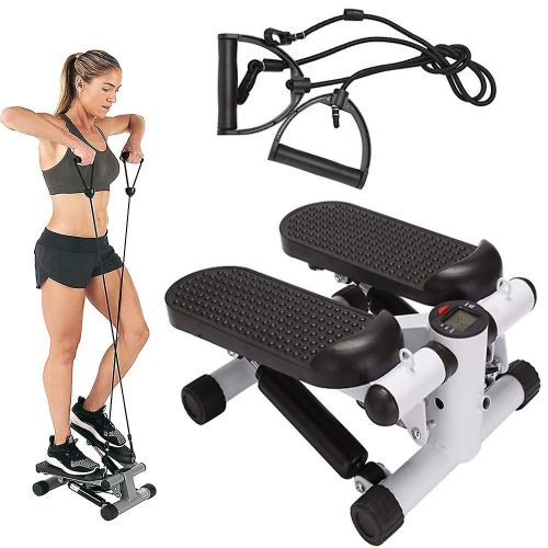 Mini stepper fitness machine with straps