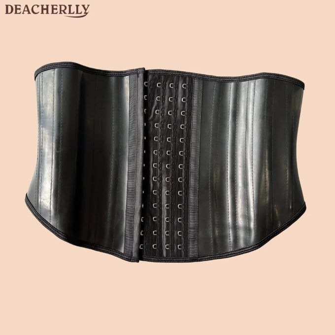 29 Steel Bones - Short Torso Latex Waist Trainer –Adjustable Hooks, Cotton Inner