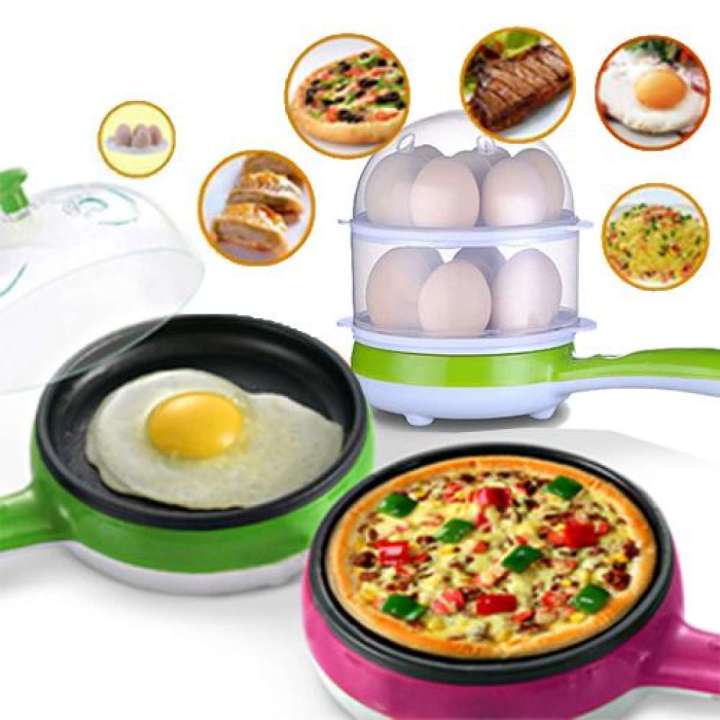 [ COOK TO PERFECTION 🤩🤩✨ !!! ] Brand New Very High Quality Stylish and Classy Electric 2in1 Multifunctional magic pot 2 layer 14pc egg boiler steamer or fry grill plate For Home Use and Kitchen Use✨
