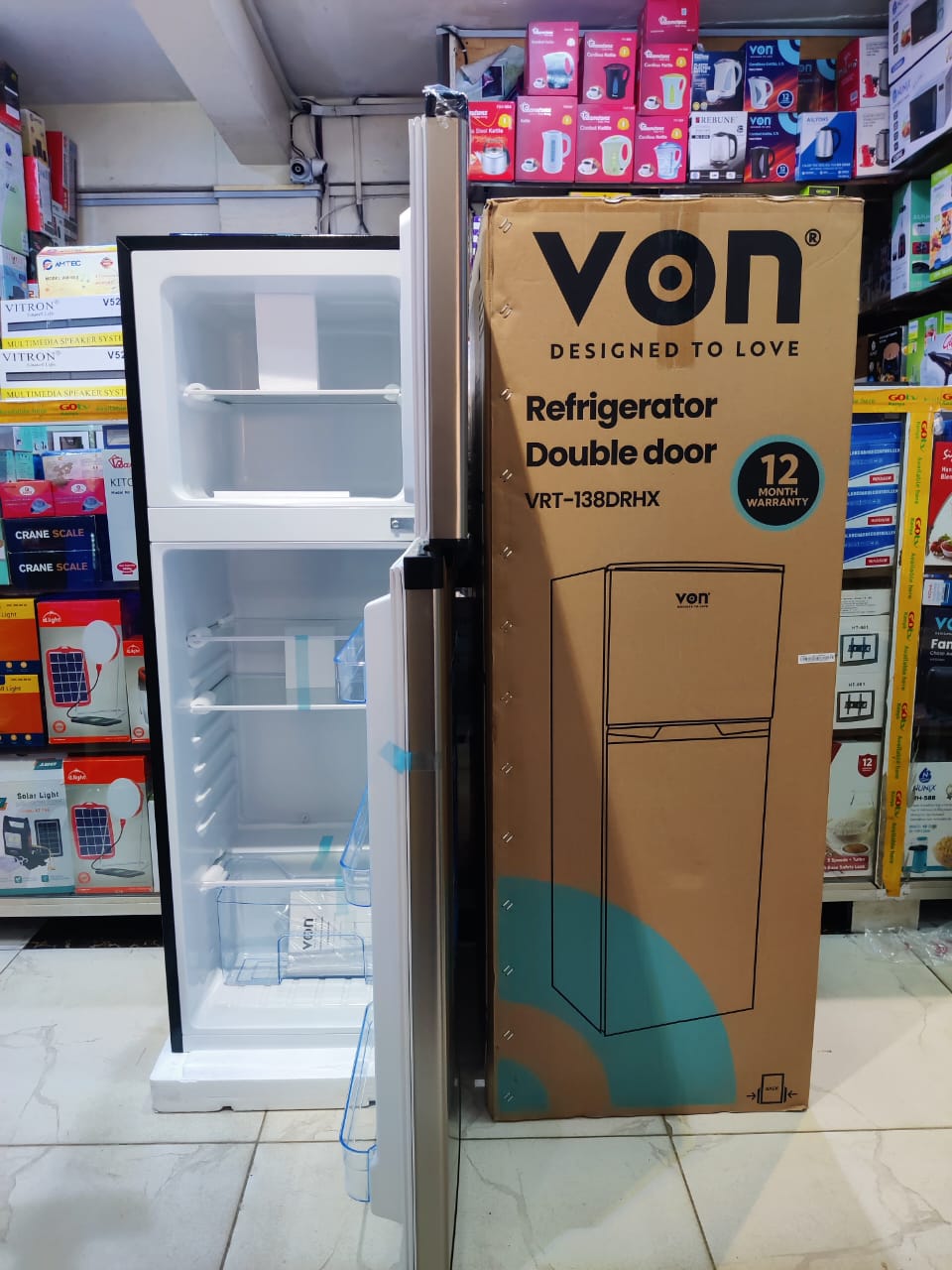[🔥 KILIMALL AMAZING OFFERS🤩🤩✨...DON'T MISS OUT !!! ] 1 Pc Classy Brand New Very High Quality Kitchen Von 138Litres Double Door Fridge at Affordable Price.Designed With durability and Functionality