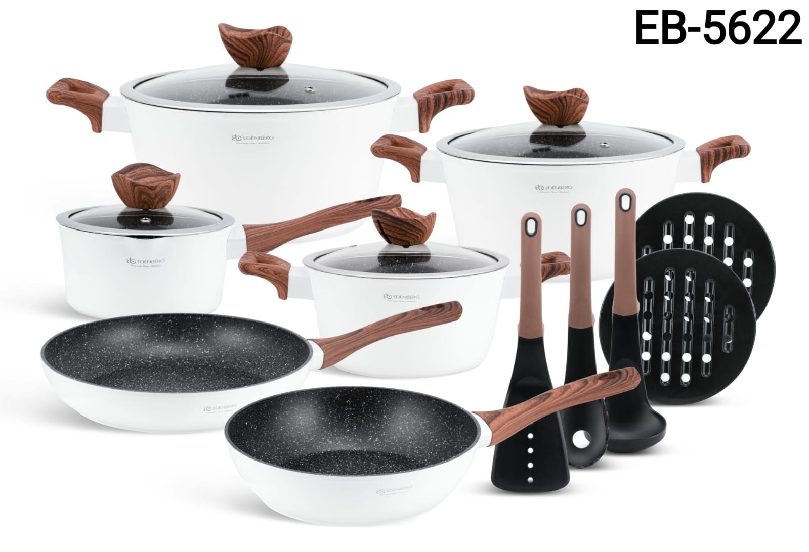 [🔥 COOK TO PERFECTION 🤩🤩✨ !!! ] 15 Pc Classy Brand New Very High Quality Stylish and Luxurious Elegant Kitchen Edenberg Cookware Set at Affordable Price .Desiring To Serve The Best Experience🔥👌