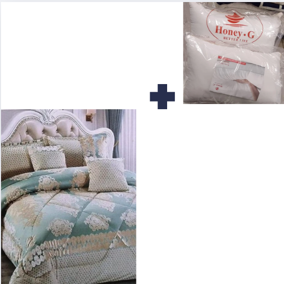 [🔥EXPERIENCE LUXURY FOR LESS 🤩🤩✨ !!! ] 5 Pc Classy Brand New High Quality Silk Duvets,1 bedsheet, 2 pillowcases &   2 comforter cases Size 6*7.Comes With a White Pair of Pillow.