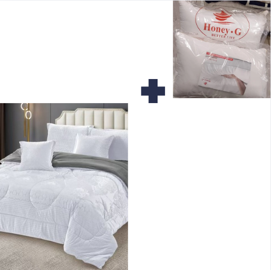 [🔥EXPERIENCE LUXURY FOR LESS 🤩🤩✨ !!! ] 5 Pc Classy Brand New High Quality Silk Duvets,1 bedsheet, 2 pillowcases & 2 comforter cases Size 6*7.Comes With a White Pair of Pillow.
