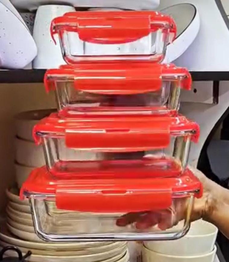 🎯 LIMITED OFFER 🎯 4PC Plastic Storage Containers with Lids Airtight Kitchen Food Storage Boxes Durable Multi-Purpose Organizer Set