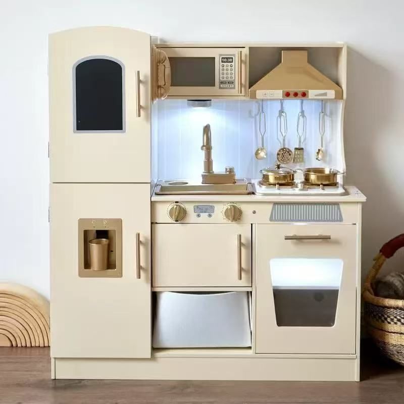🔥 Hot Pick 🔥 Kids Wooden Kitchen Toy 🍳 Playset with Microwave, Sink, Oven & Accessories 🏠 Pretend Cooking Fun 🎁