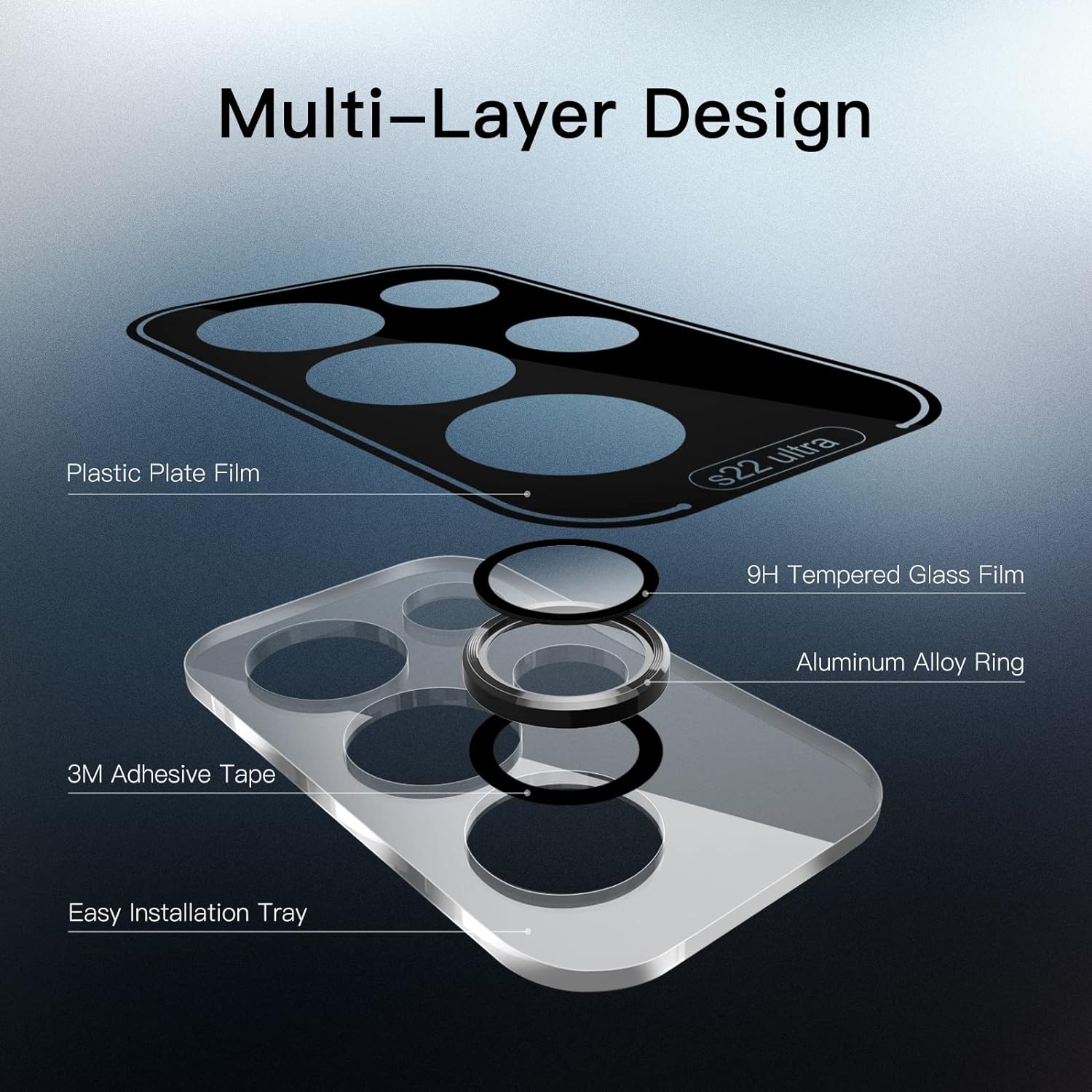 Balck/Silver Metal Ring Camera Lens Protector for Samsung Galaxy S24 Ultra