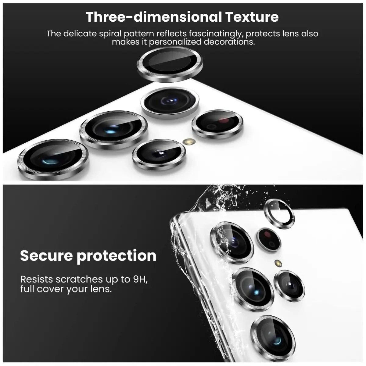 Balck/Silver Metal Ring Camera Lens Protector for Samsung Galaxy S24 Ultra