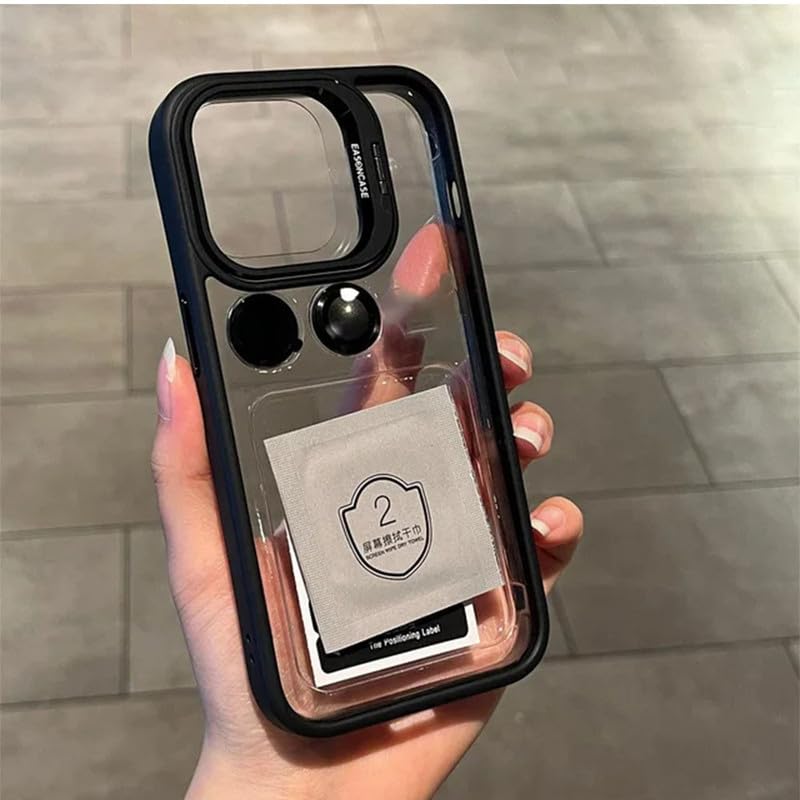 Black/Blue Metal Stand Bracket Shockproof Case with Aluminium Camera Metal Ring Lens Protector for iPhone 11