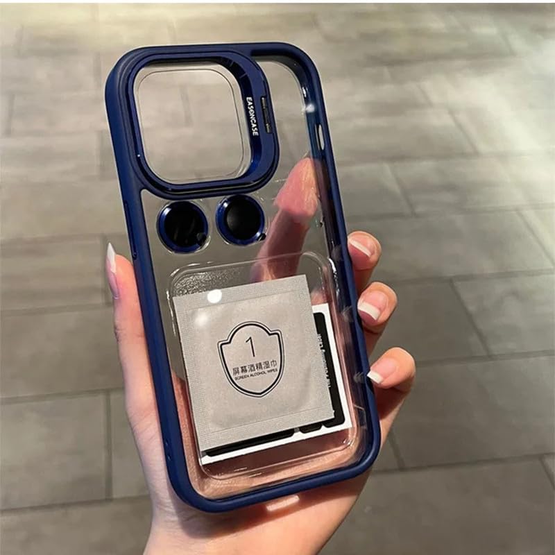 Black/Blue Metal Stand Bracket Shockproof Case with Aluminium Camera Metal Ring Lens Protector for iPhone 11