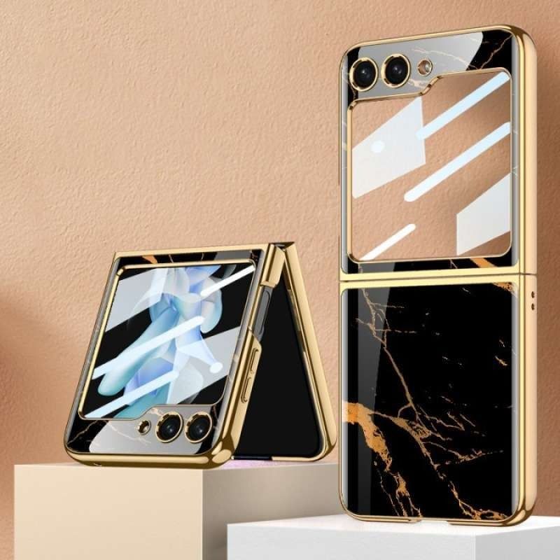 Best Price For Gold Design Ultra Slim Glossy Marble Case Cover For Samsung Galaxy Z Flip