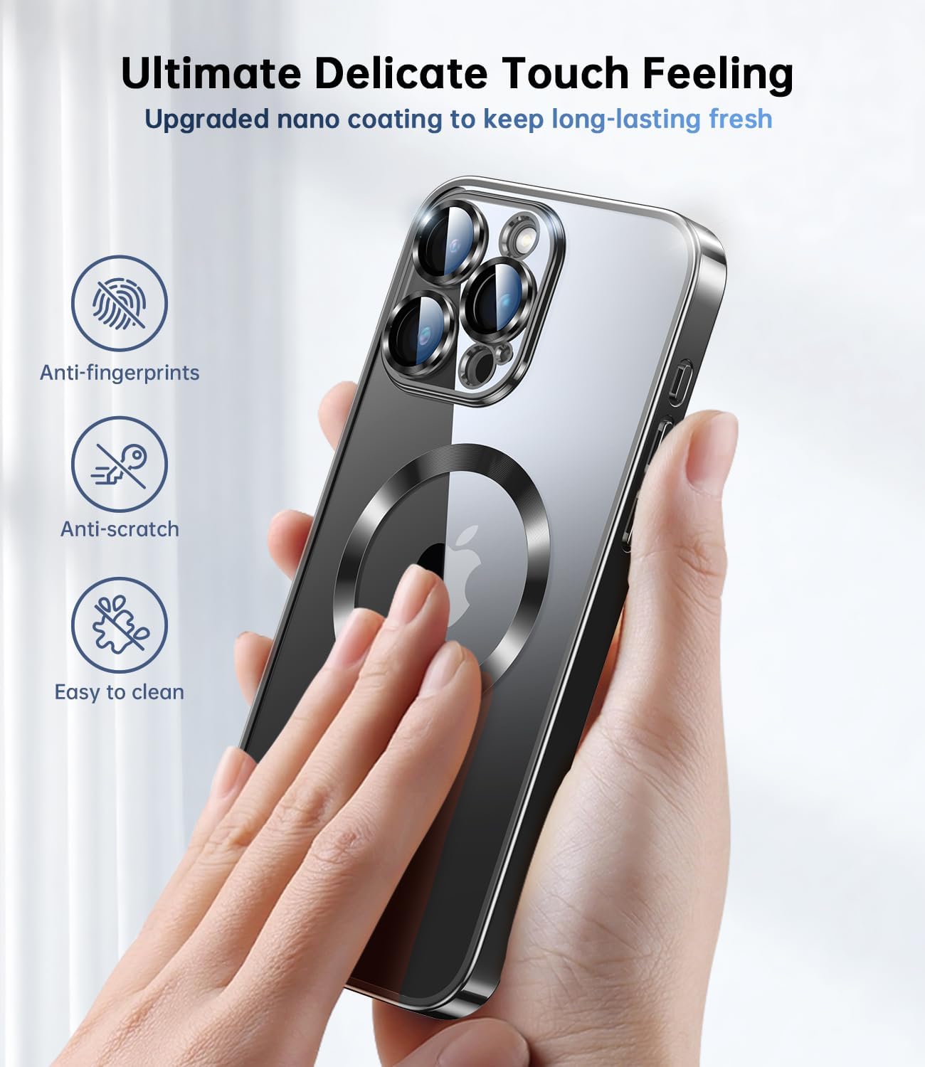 Glossy Electroplated Clear Slim Case Cover with Magnet, Compatible with Magsafe, Supports Wireless Charging, Case Cover for iPhone 15 Pro