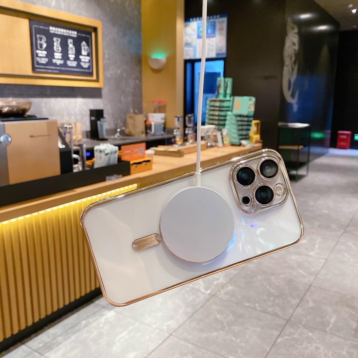 Glossy Electroplated Clear Slim Case Cover with Magnet, Compatible with Magsafe, Supports Wireless Charging, Case Cover for iPhone 15 Pro