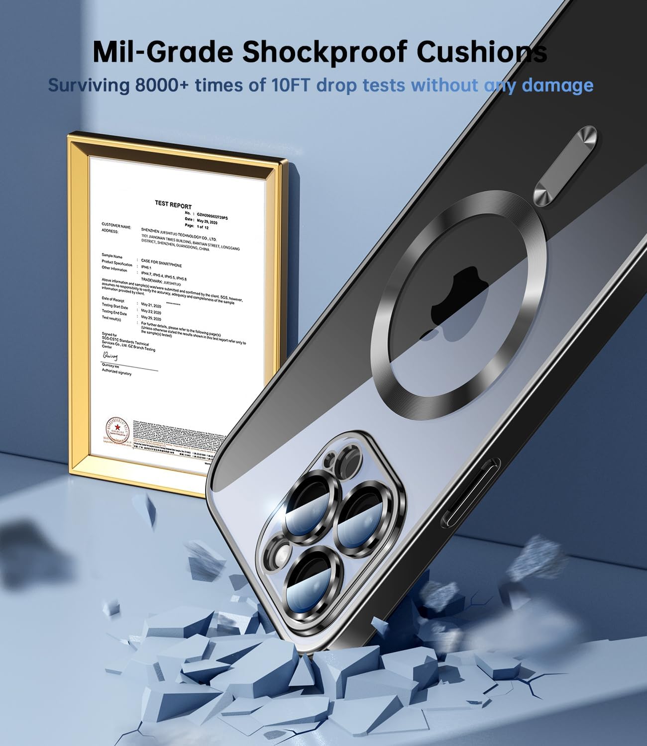 Glossy Electroplated Clear Slim Case Cover with Magnet, Compatible with Magsafe, Supports Wireless Charging, Case Cover for iPhone 15 Pro