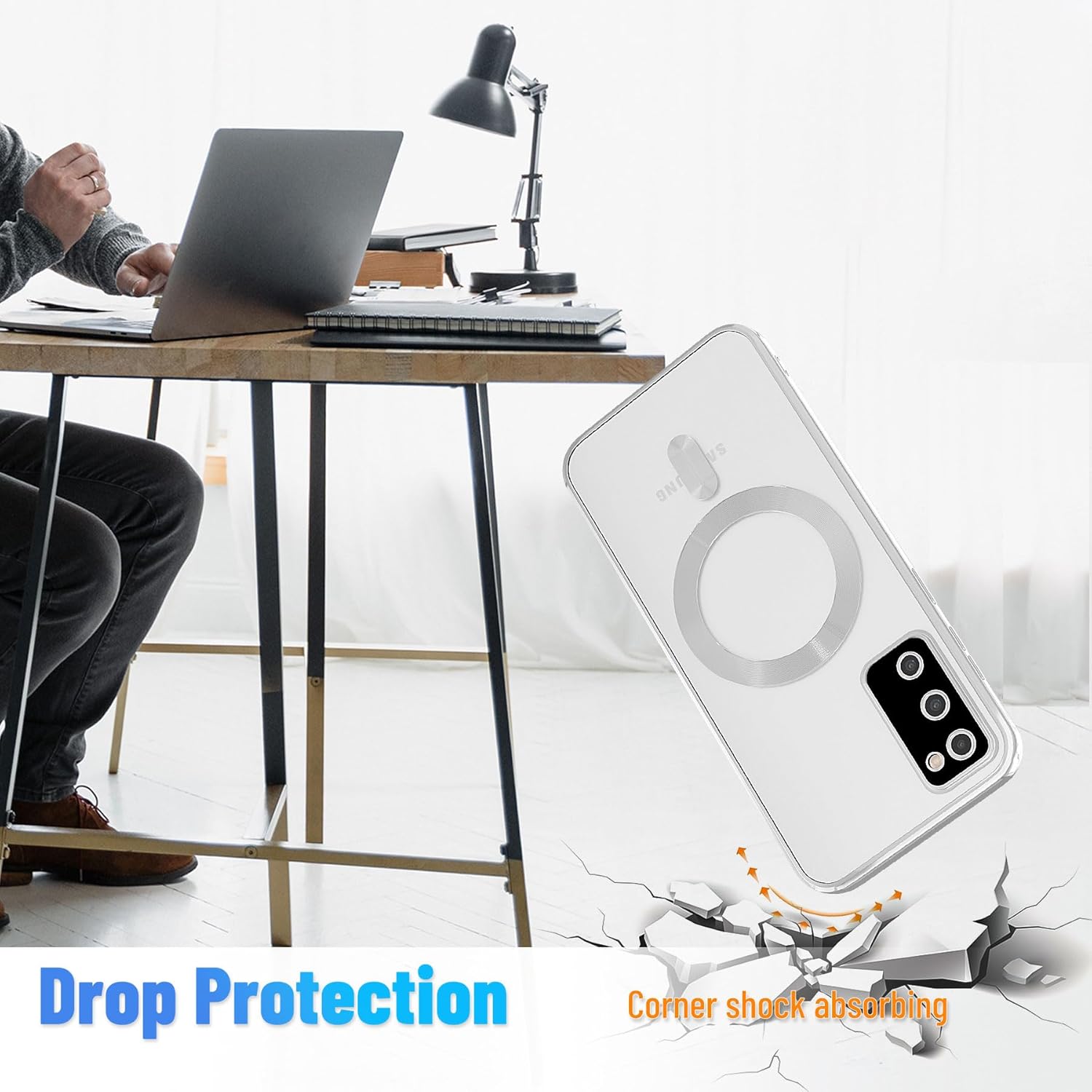 Glossy Electroplated Clear Slim Case Cover with Magnet, Compatible with Magsafe, Supports Wireless Charging, Case Cover for Samsung Galaxy S20 Plus