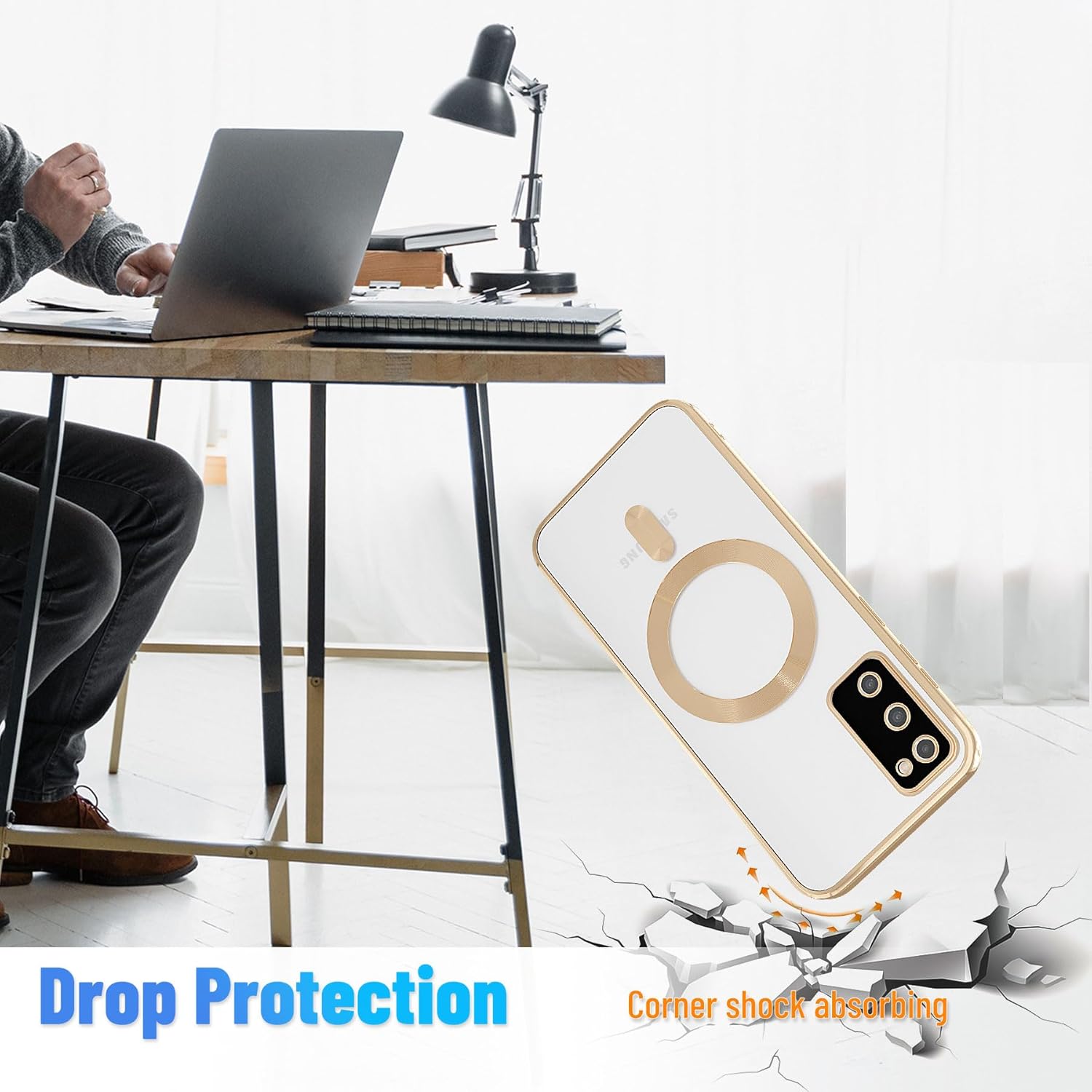 Glossy Electroplated Clear Slim Case Cover with Magnet, Compatible with Magsafe, Supports Wireless Charging, Case Cover for Samsung Galaxy S20 Plus