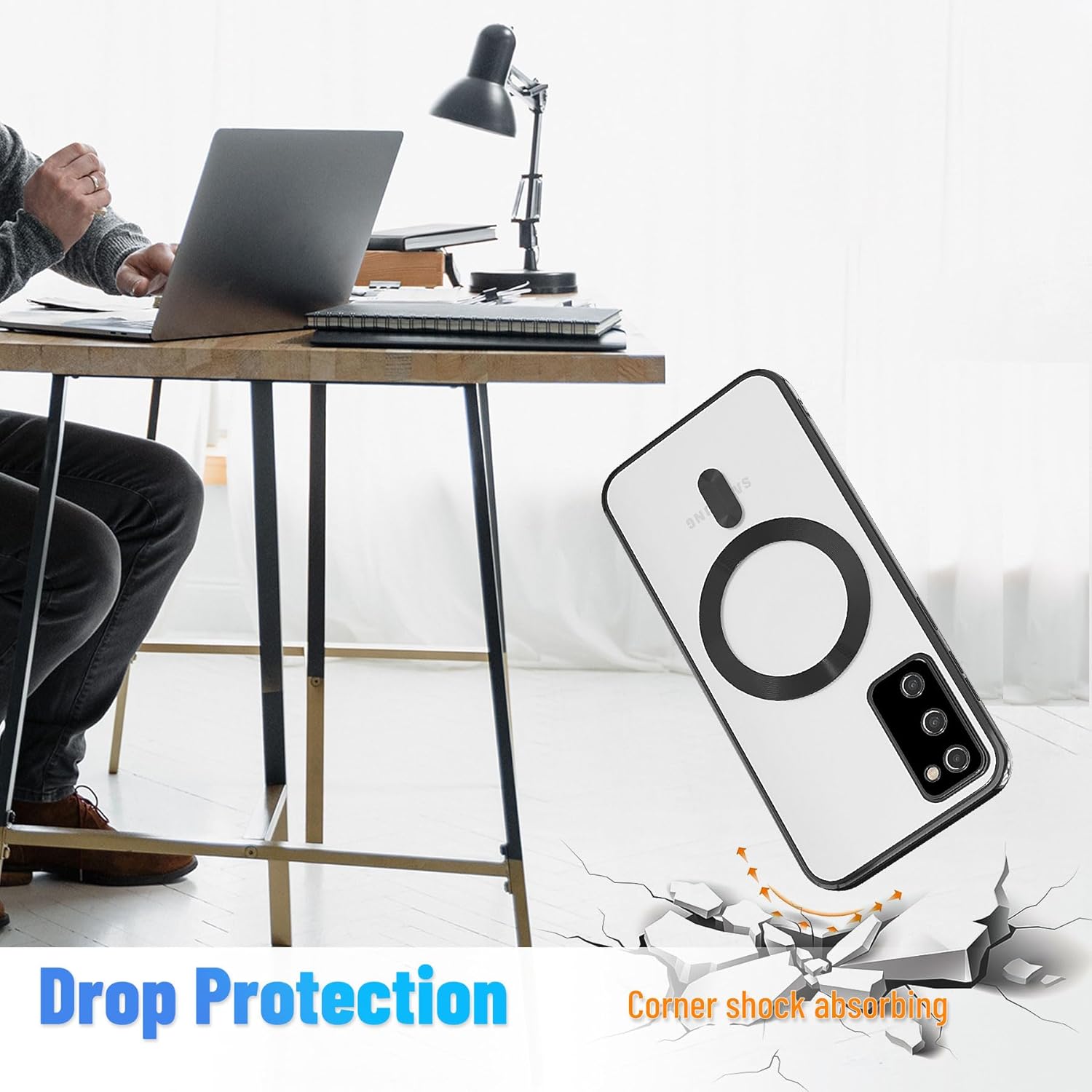 Glossy Electroplated Clear Slim Case Cover with Magnet, Compatible with Magsafe, Supports Wireless Charging, Case Cover for Samsung Galaxy S20 Plus