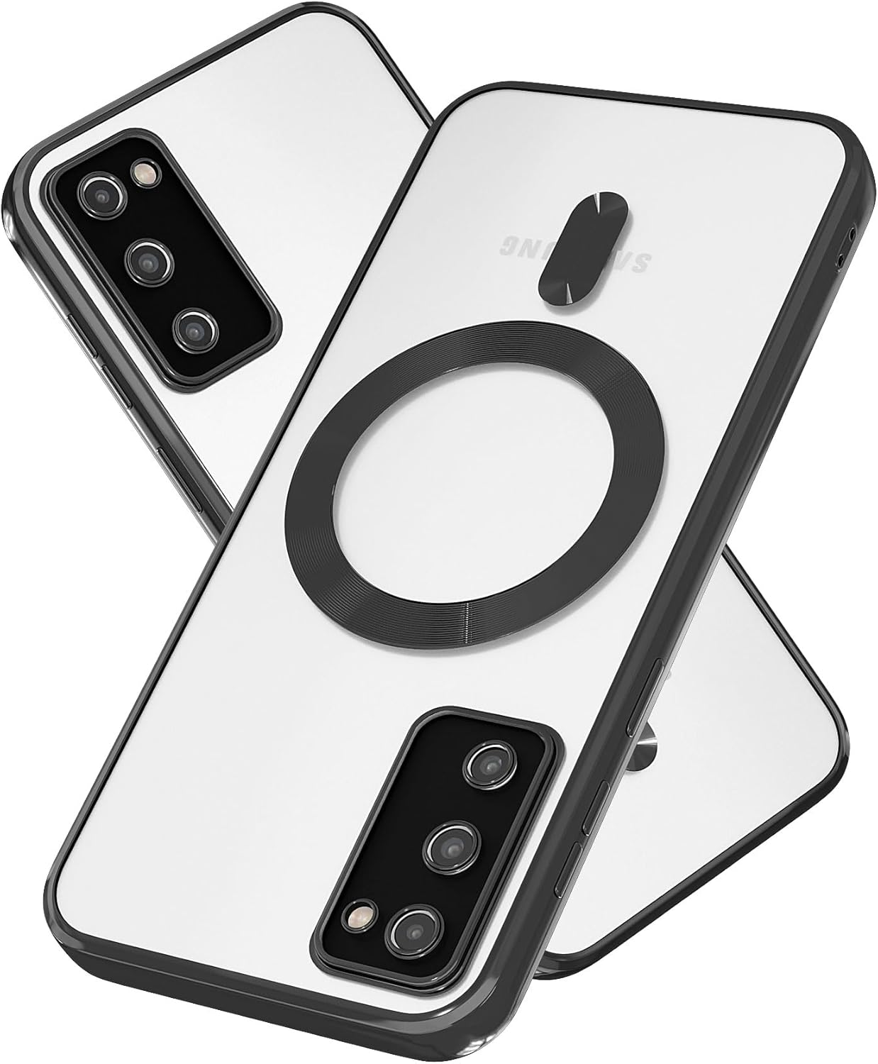 Glossy Electroplated Clear Slim Case Cover with Magnet, Compatible with Magsafe, Supports Wireless Charging, Case Cover for Samsung Galaxy S20 Plus