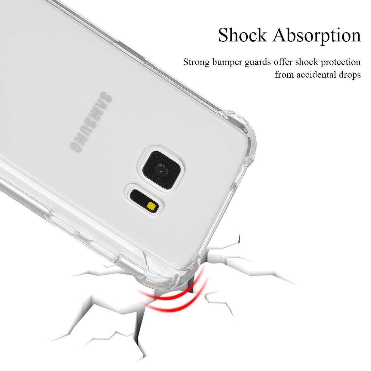 Clear Transparent Shock-absorbing TPU Case Cover for Samsung Galaxy S7 Edge