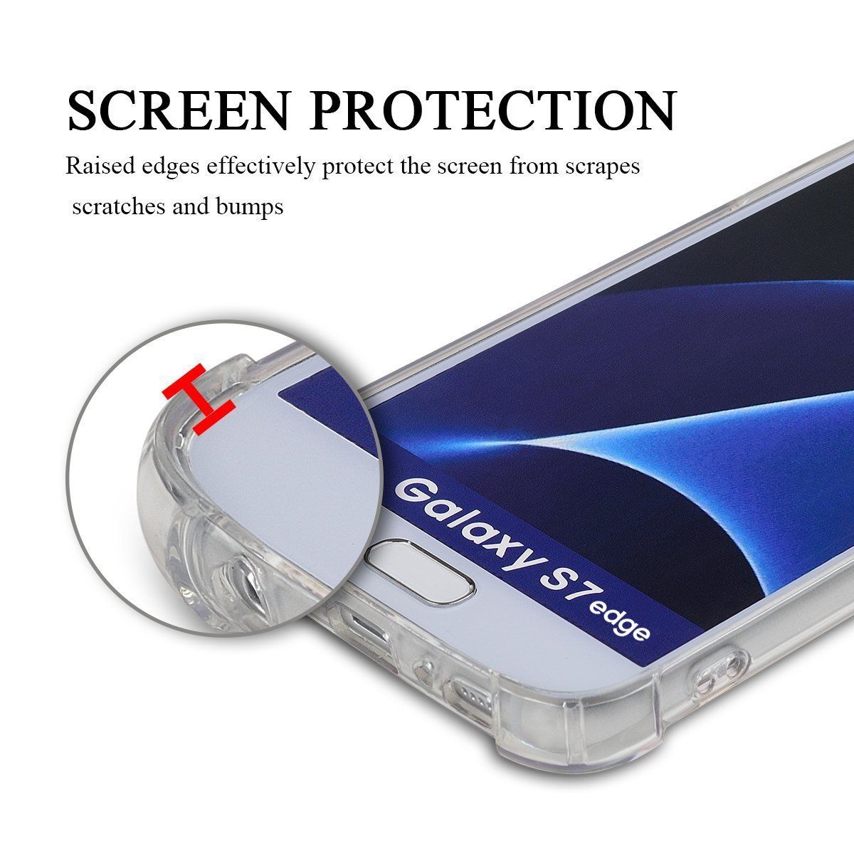 Clear Transparent Shock-absorbing TPU Case Cover for Samsung Galaxy S7 Edge