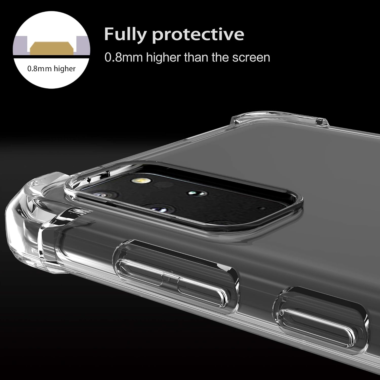 Clear Transparent Shock-absorbing TPU Case Cover for Samsung Galaxy S20+ (Plus)