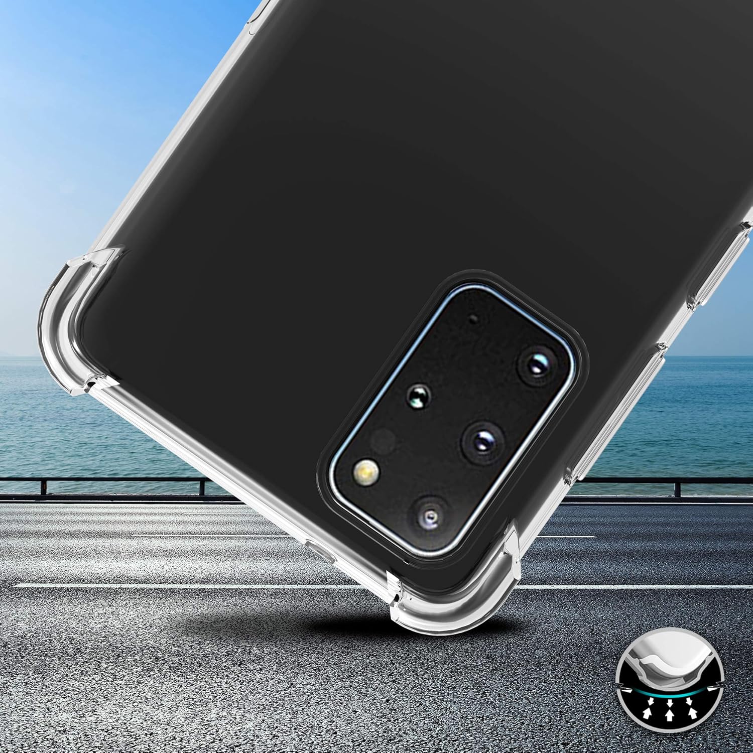 Clear Transparent Shock-absorbing TPU Case Cover for Samsung Galaxy S20+ (Plus)