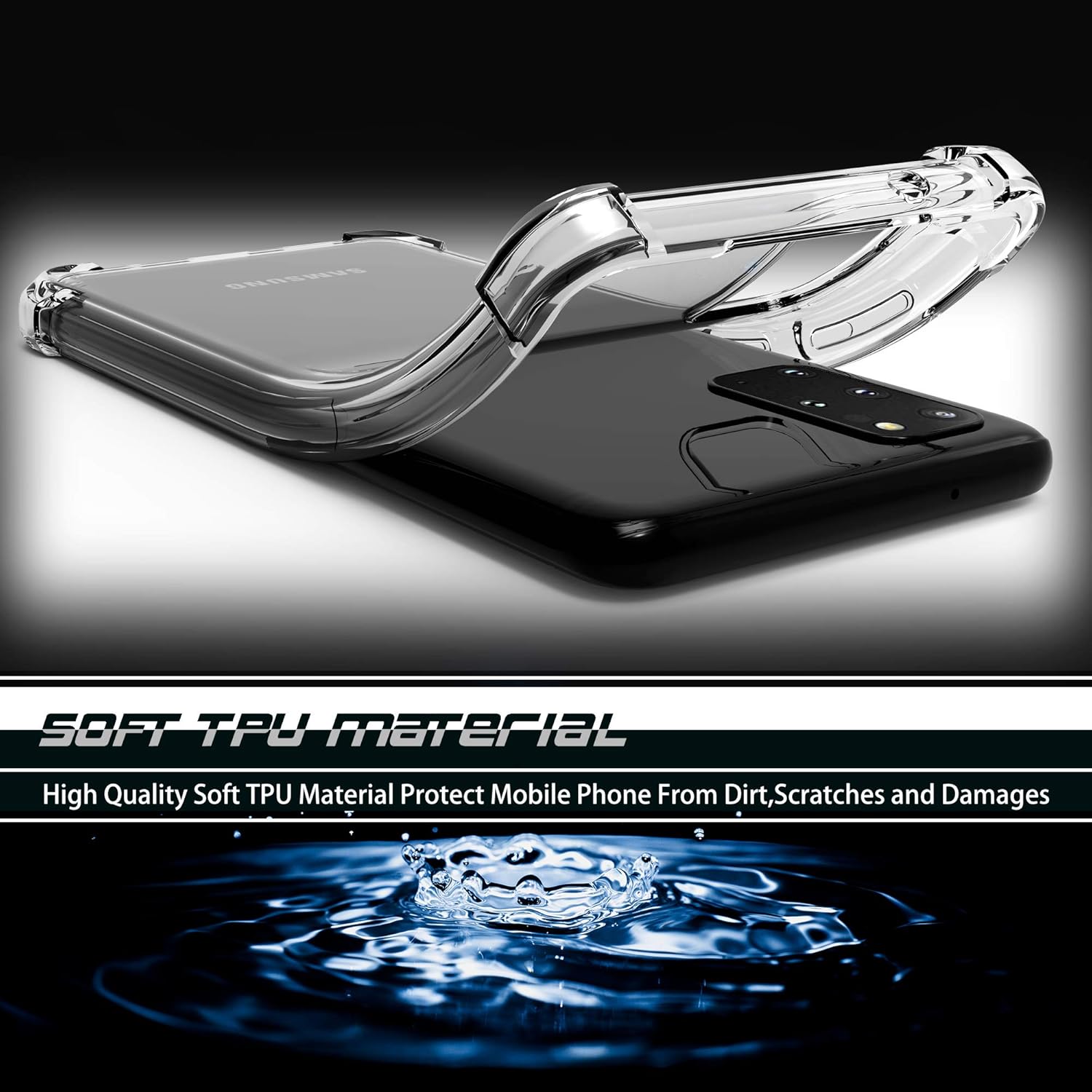 Clear Transparent Shock-absorbing TPU Case Cover for Samsung Galaxy S20+ (Plus)