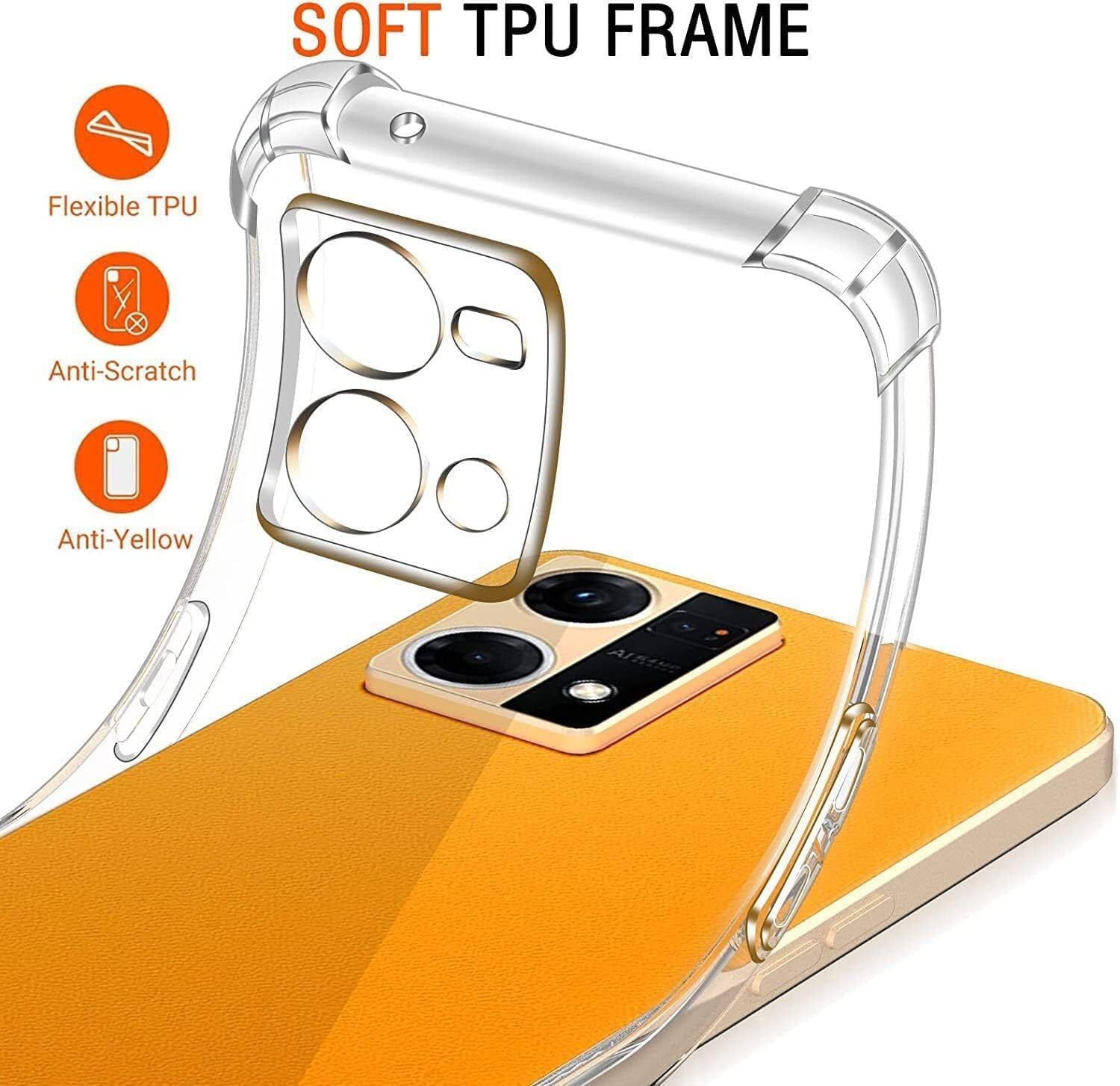 Clear Transparent Shock-absorbing TPU Case Cover for Oppo Reno 7 4G
