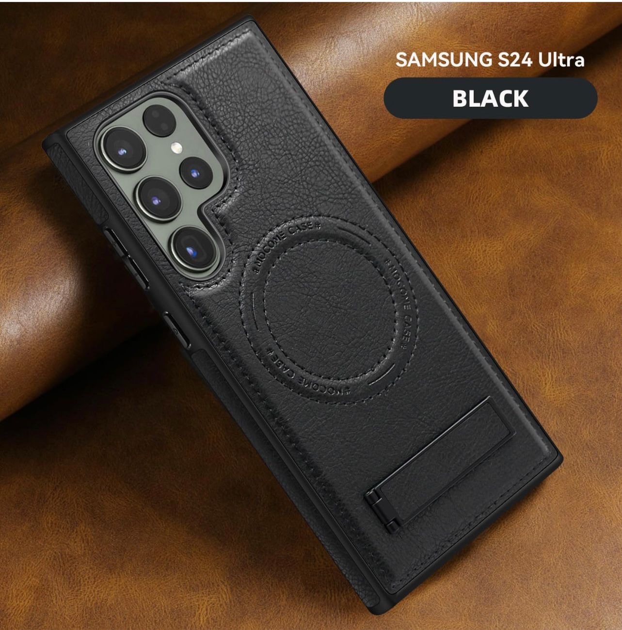 Magnetic Soft PU Leather Case with Wireless Charging, MagSafe Shockproof Phone Cover for Samsung Galaxy S24 Ultra