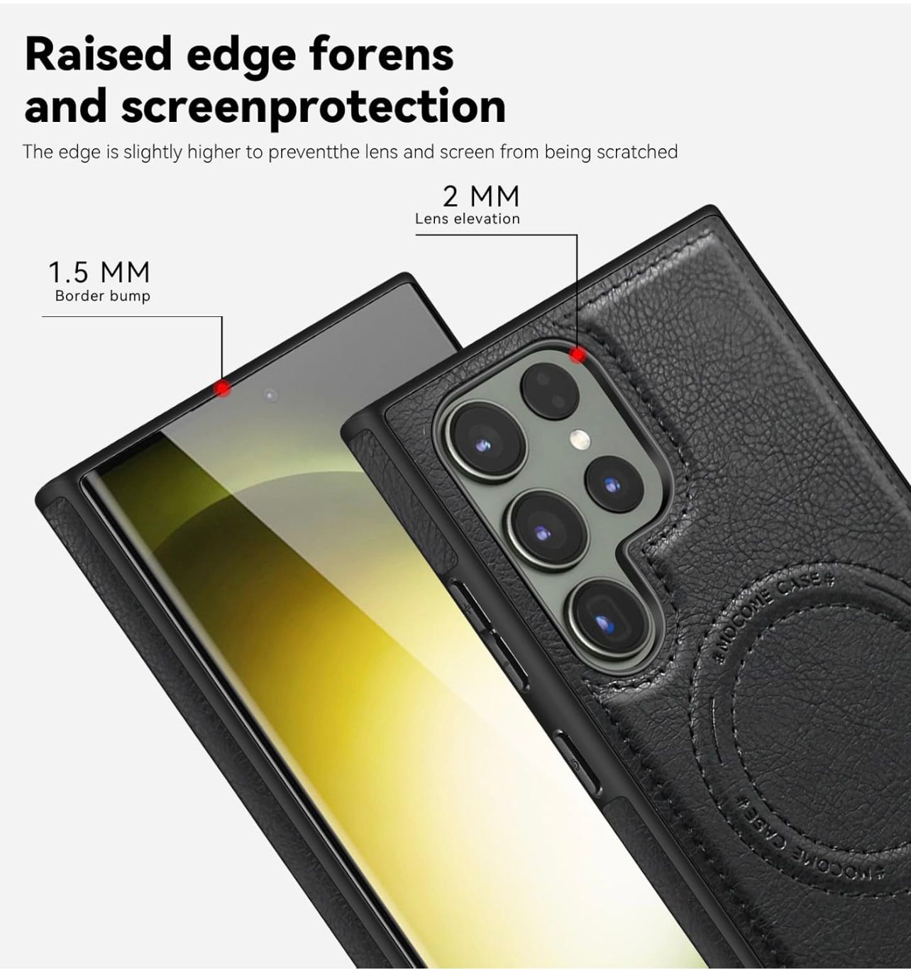 Magnetic Soft PU Leather Case with Wireless Charging, MagSafe Shockproof Phone Cover for Samsung Galaxy S22 Ultra