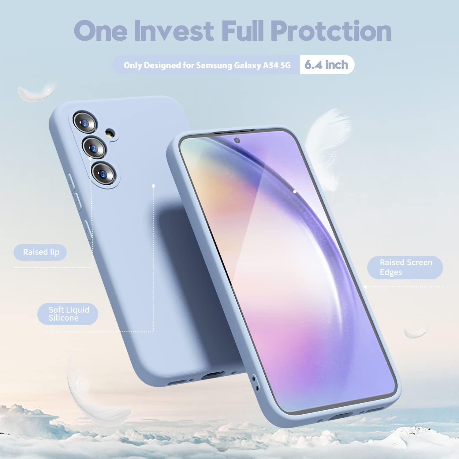 3 Layer Full Covered Slim Soft Rubber, Liquid Silicone Phone Cover Case for Samsung Galaxy A55