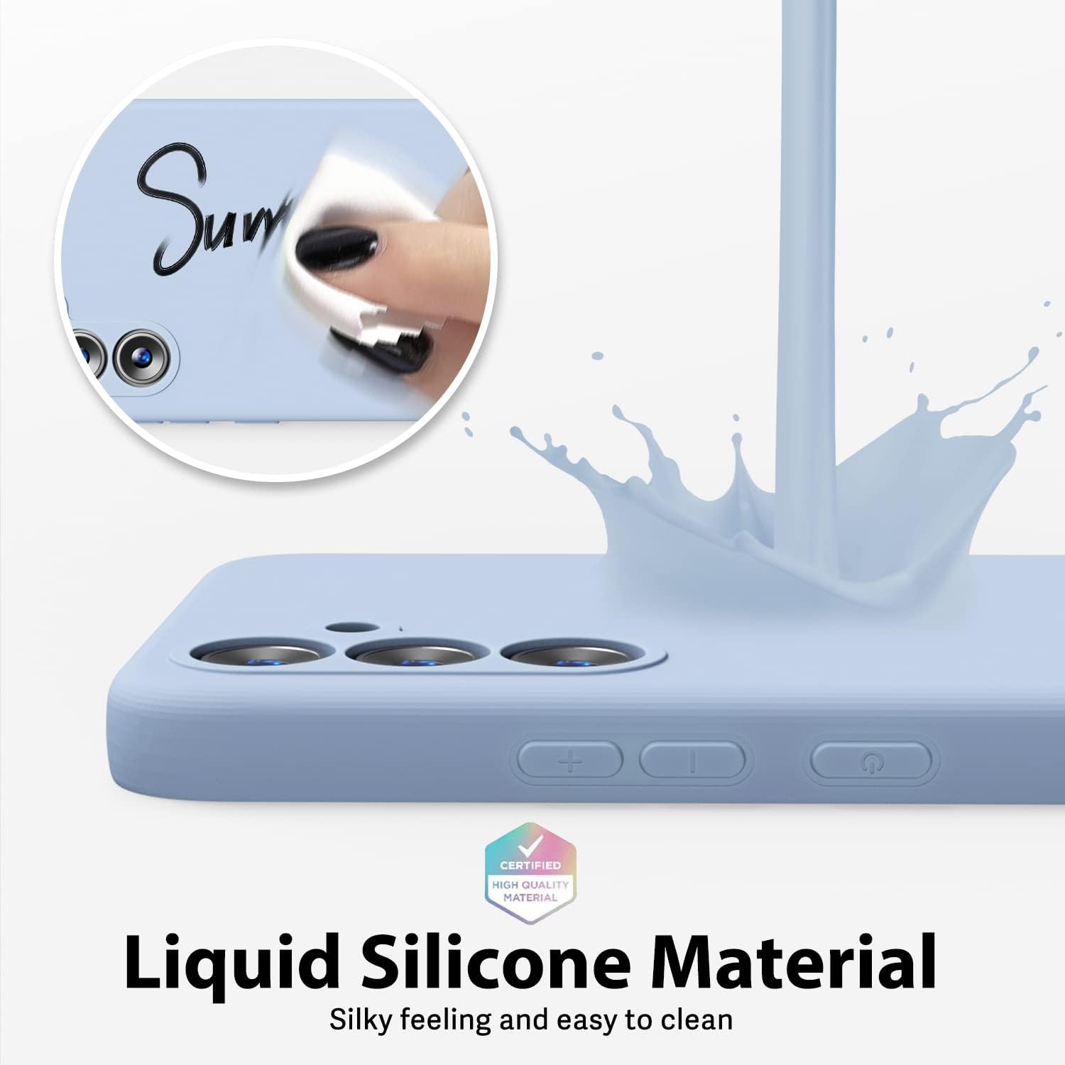 3 Layer Full Covered Slim Soft Rubber, Liquid Silicone Phone Cover Case for Samsung Galaxy A55