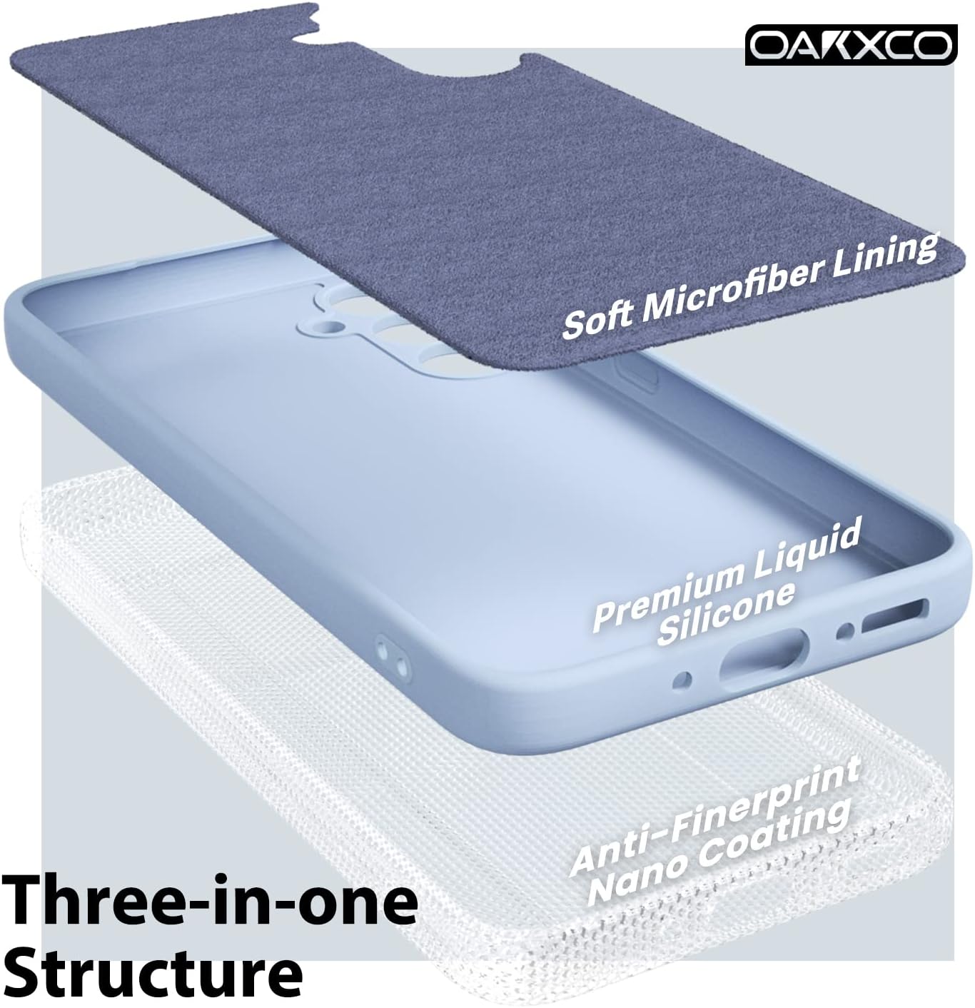 3 Layer Full Covered Slim Soft Rubber, Liquid Silicone Phone Cover Case for Samsung Galaxy A55
