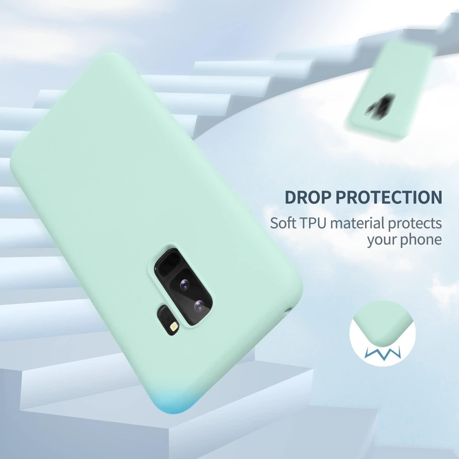 3 Layer Full Covered Slim Soft Rubber, Liquid Silicone Phone Cover Case for Samsung Galaxy S9+ (Samsung Galaxy S9 Plus)