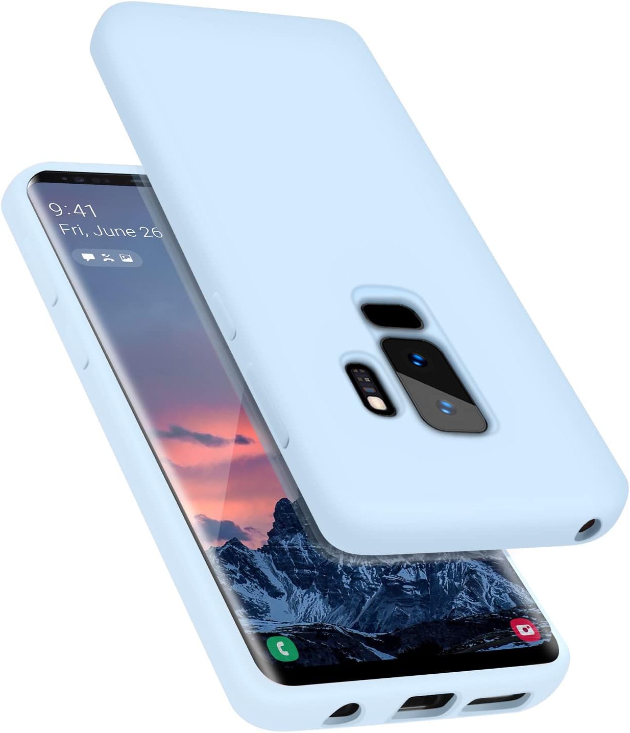 3 Layer Full Covered Slim Soft Rubber, Liquid Silicone Phone Cover Case for Samsung Galaxy S9+ (Samsung Galaxy S9 Plus)