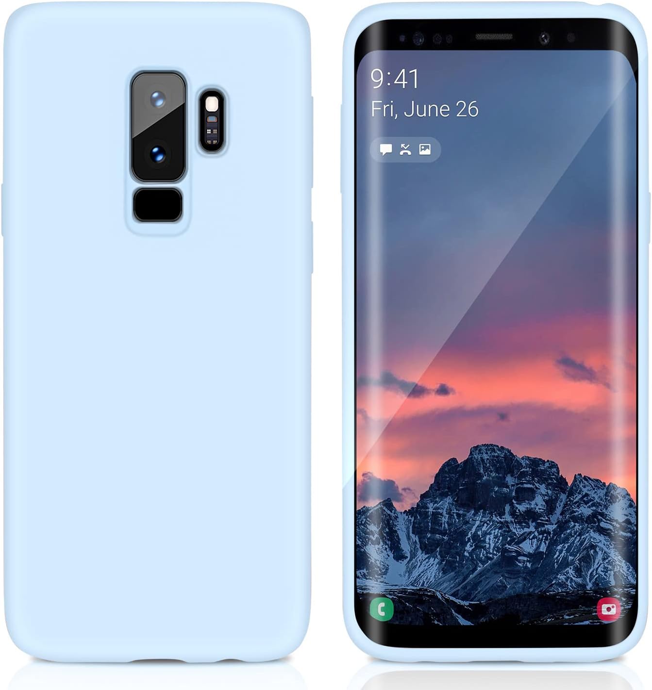 3 Layer Full Covered Slim Soft Rubber, Liquid Silicone Phone Cover Case for Samsung Galaxy S9+ (Samsung Galaxy S9 Plus)