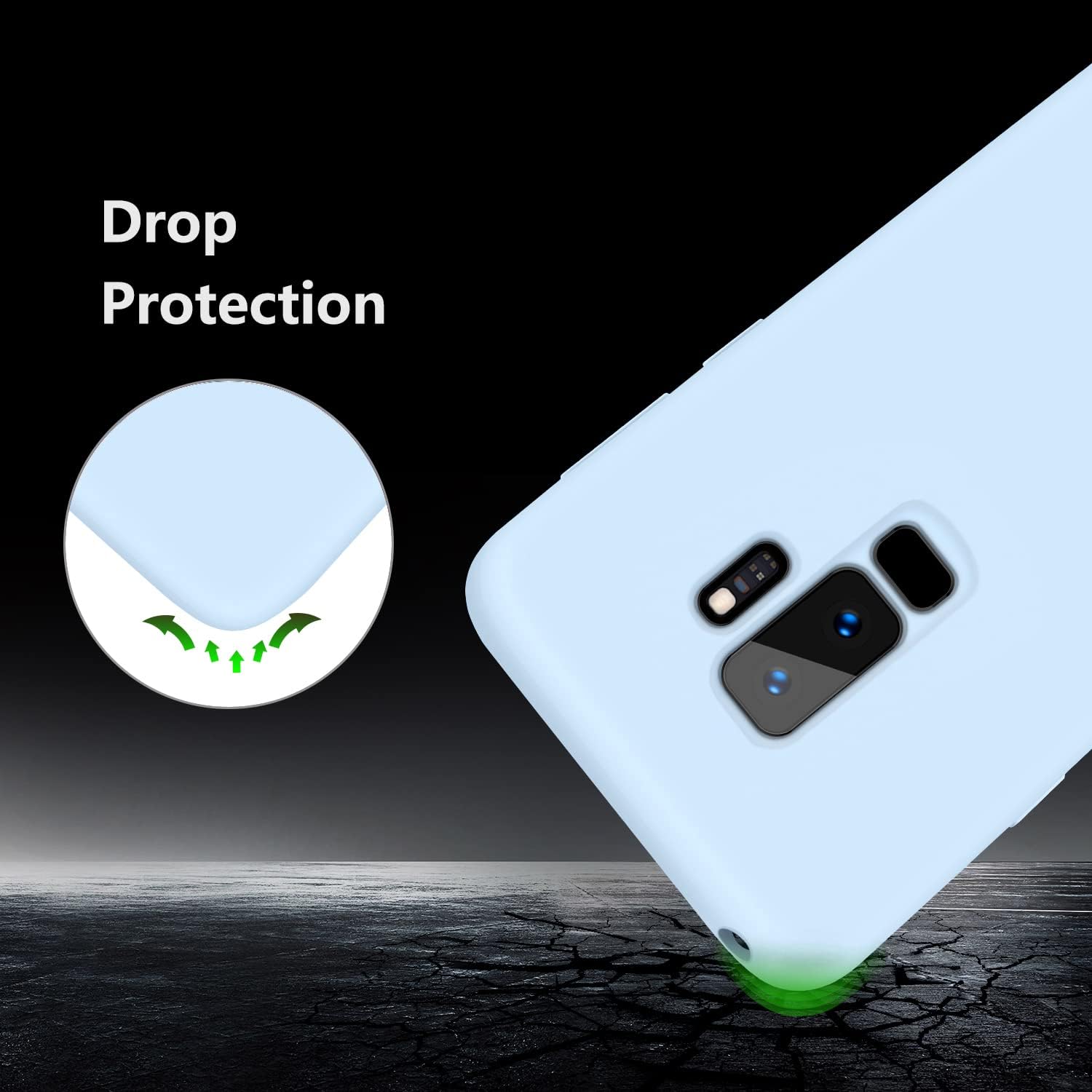 3 Layer Full Covered Slim Soft Rubber, Liquid Silicone Phone Cover Case for Samsung Galaxy S9+ (Samsung Galaxy S9 Plus)