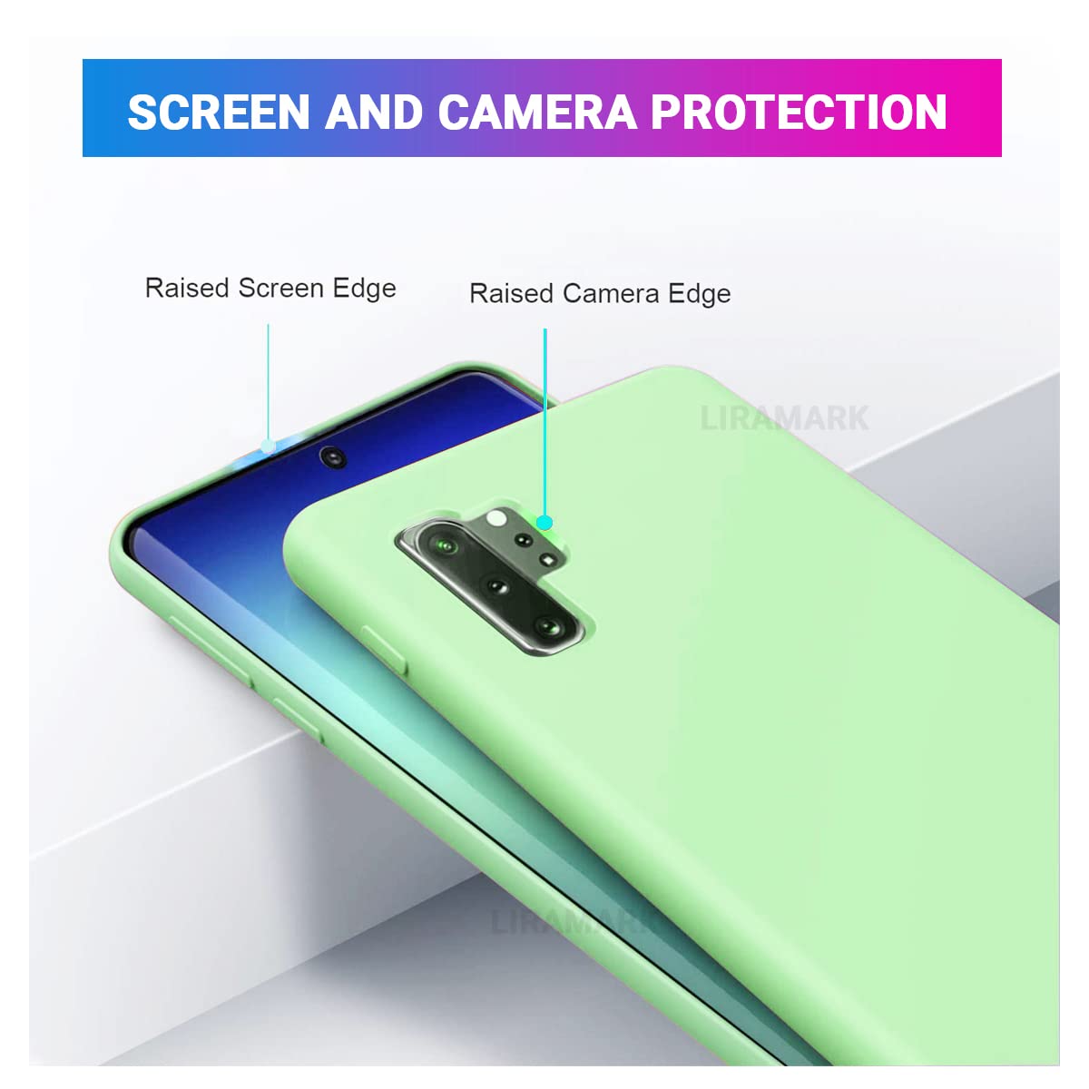 3 Layer Full Covered Slim Soft Rubber, Liquid Silicone Phone Cover Case for Samsung Galaxy Note 10+ (Samsung Galaxy Note 10 Plus)