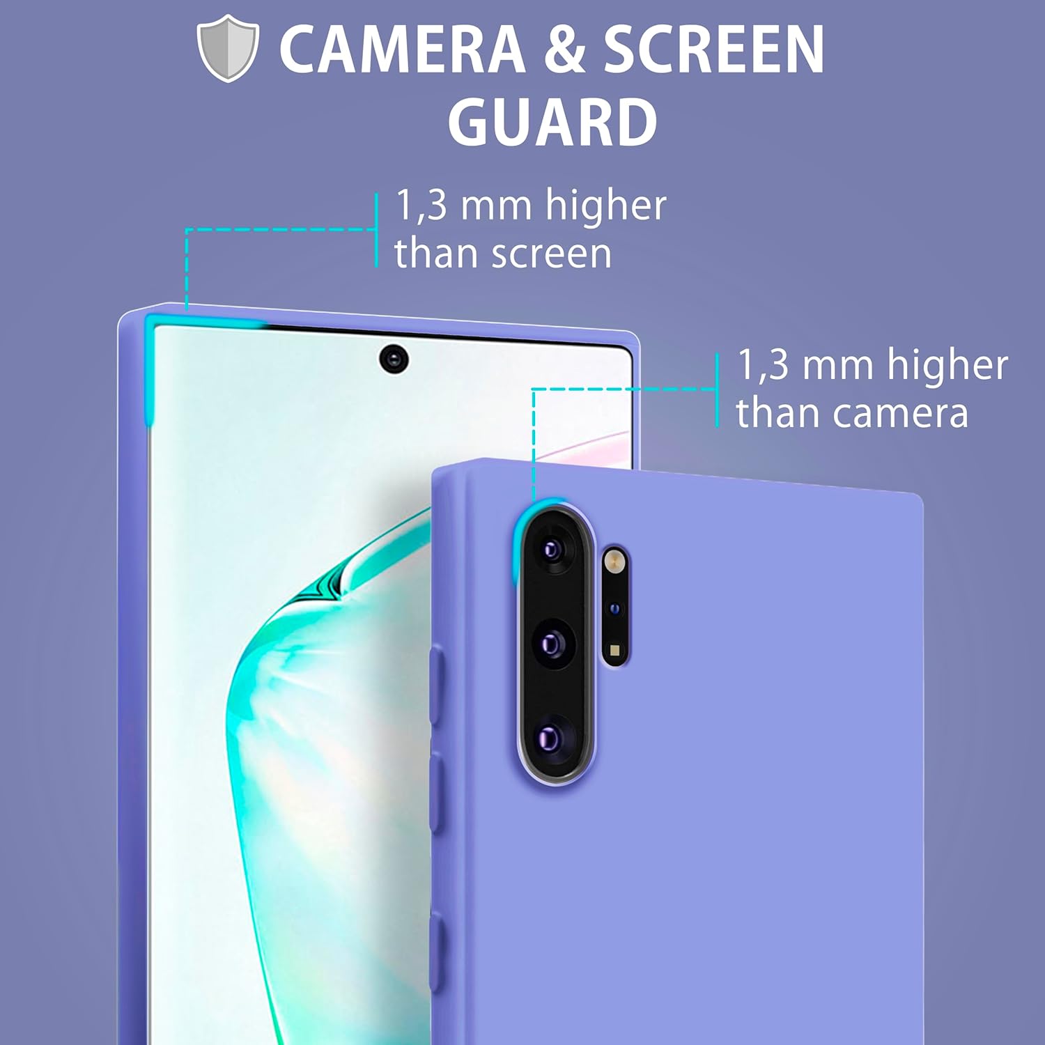 3 Layer Full Covered Slim Soft Rubber, Liquid Silicone Phone Cover Case for Samsung Galaxy Note 10+ (Samsung Galaxy Note 10 Plus)