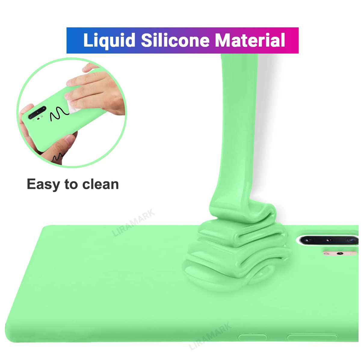 3 Layer Full Covered Slim Soft Rubber, Liquid Silicone Phone Cover Case for Samsung Galaxy Note 10+ (Samsung Galaxy Note 10 Plus)