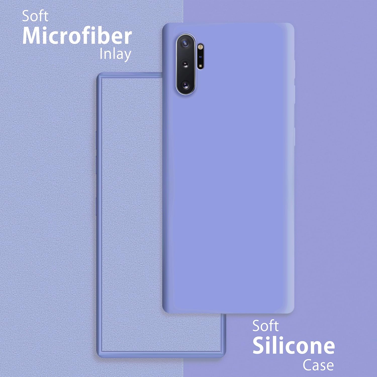3 Layer Full Covered Slim Soft Rubber, Liquid Silicone Phone Cover Case for Samsung Galaxy Note 10+ (Samsung Galaxy Note 10 Plus)