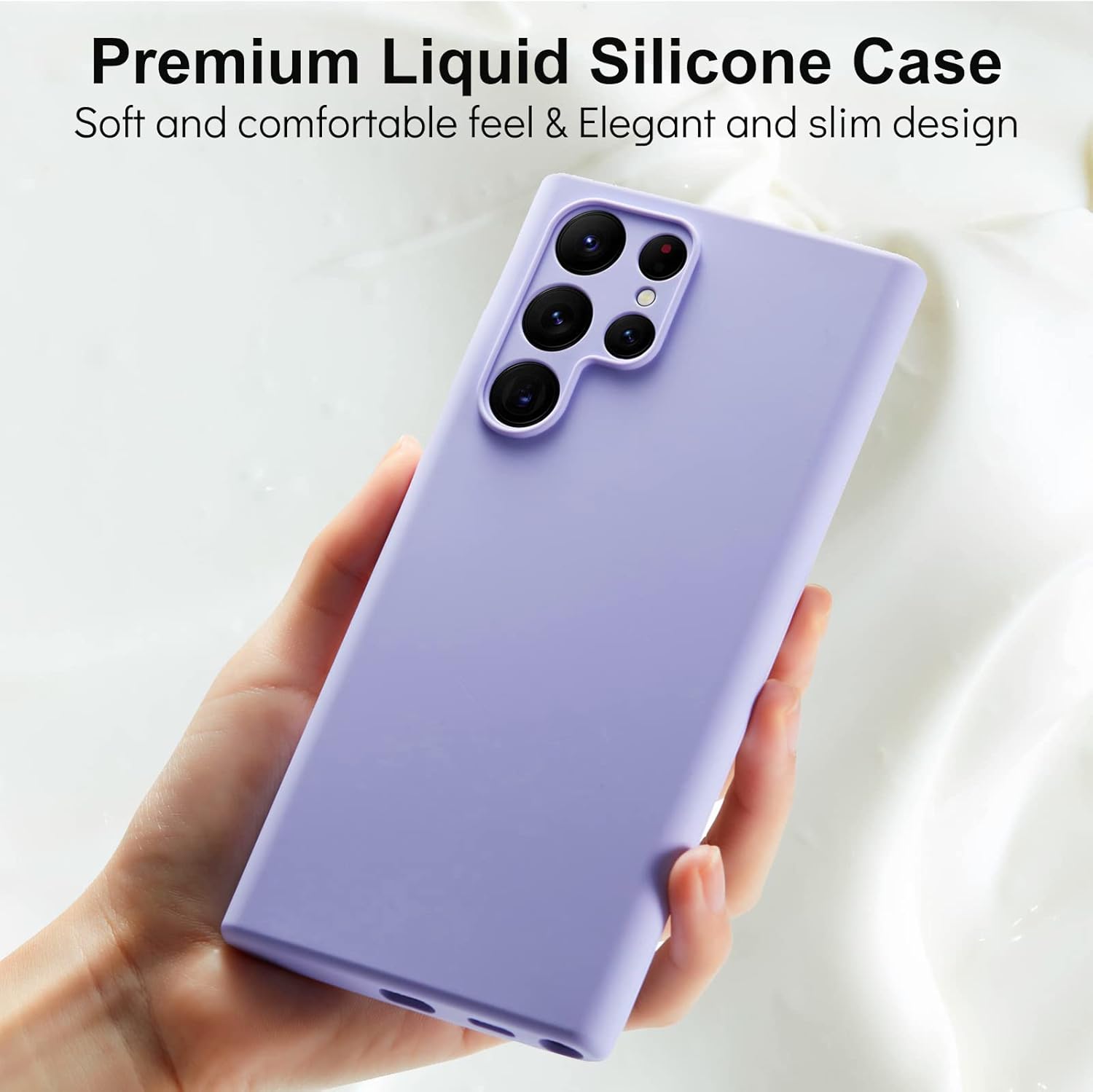 3 Layer Full Covered Slim Soft Rubber, Liquid Silicone Phone Cover Case for Samsung Galaxy S22 Ultra