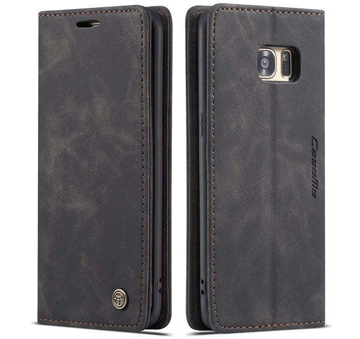 Wallet Black Retro Leather Flip All-Round Protection Cover Case for Samsung Galaxy S7 edge