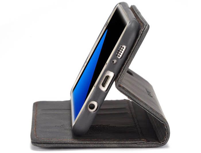 Wallet Black Retro Leather Flip All-Round Protection Cover Case for Samsung Galaxy S7 edge