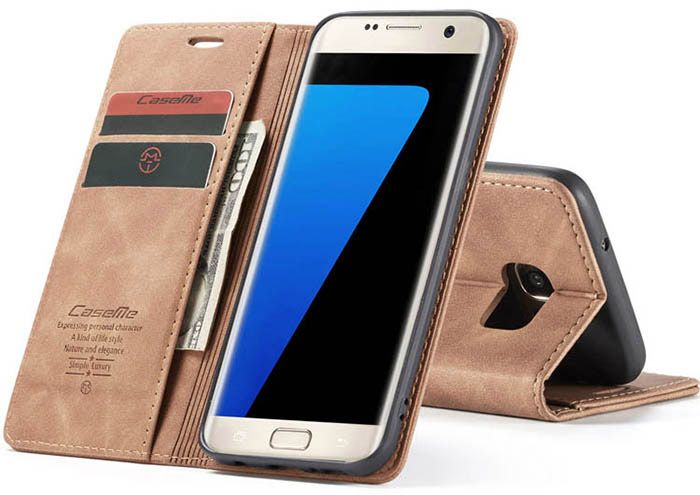 Wallet Black Retro Leather Flip All-Round Protection Cover Case for Samsung Galaxy S7 edge