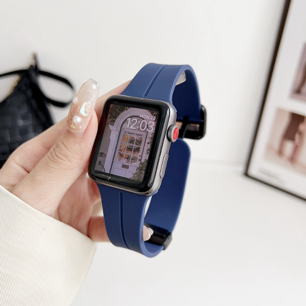 Silicone Rubber Watch Strap For Apple Watch 42mm, 44mm, 45mm, and 49mm, Watch Band Models Compatible for iWatch Series Ultra, SE, SE 2, Series 3,4,5,6,7,8 (Watch Not Included)